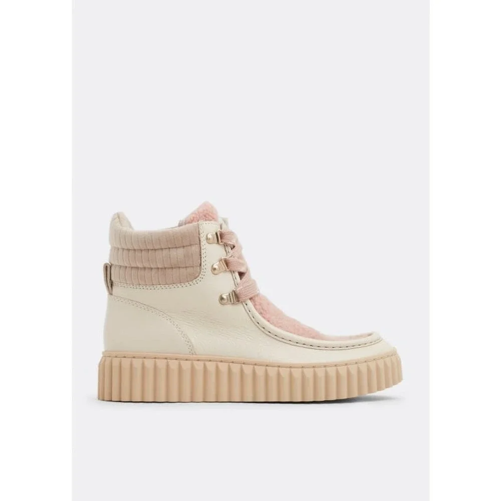 Sam Edelman Fay Ivory and Pink Platform Sherpa lined winter boots ~size 7 - Picture 3 of 6